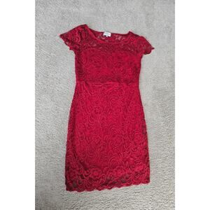 Ci Sono Women's Red Lace Sheath Dress Size Medium Lined